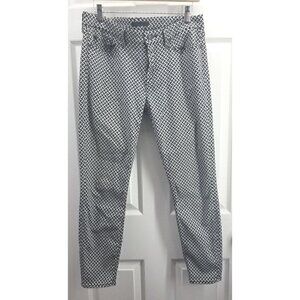 7 For All Mankind Black White Grid Pattern Ankle Skinny Size 30